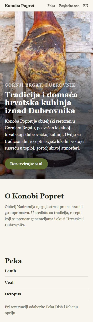 Konoba Popret site on a phone